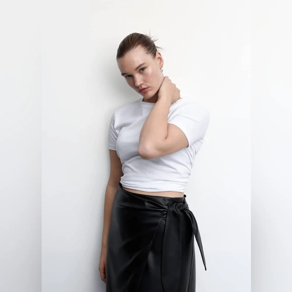 Mango [S] Leather-effect wrap  skirt - Picture 7 of 12